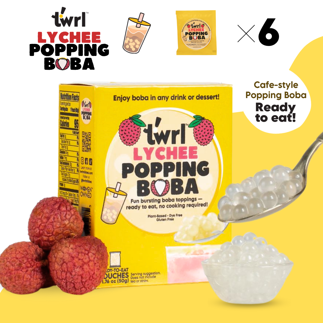 Lychee Popping Boba 3-Pack with Straws