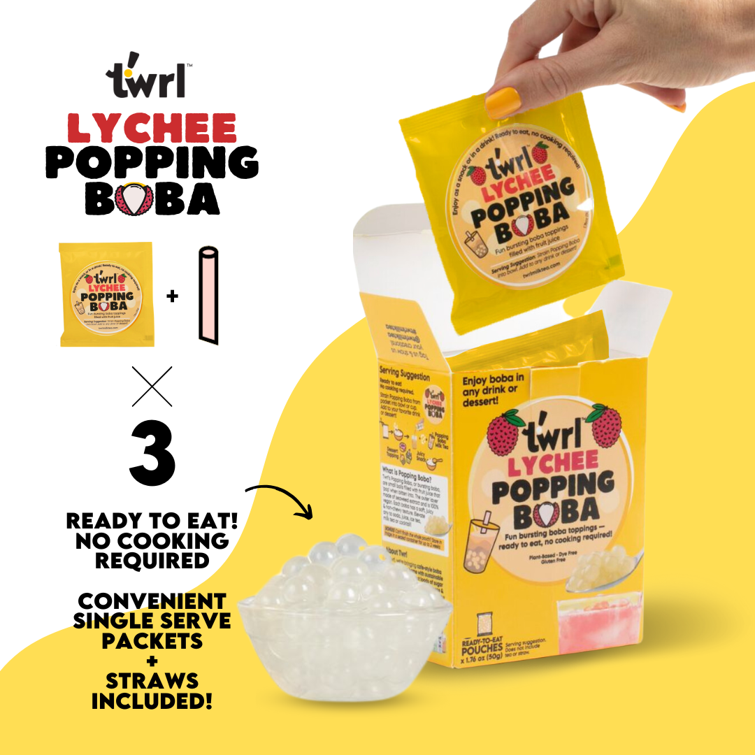 Lychee Popping Boba 3-Pack with Straws