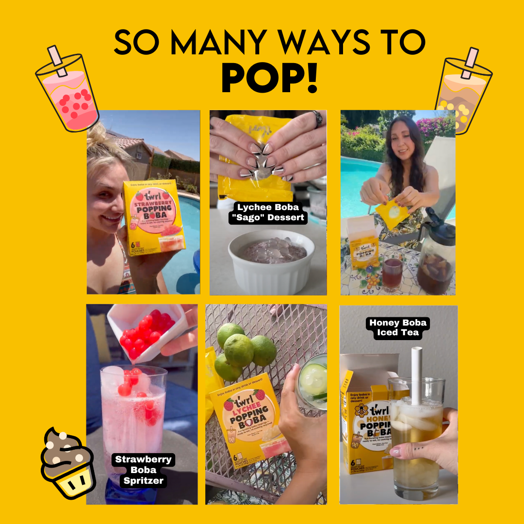 Lychee Popping Boba 3-Pack with Straws