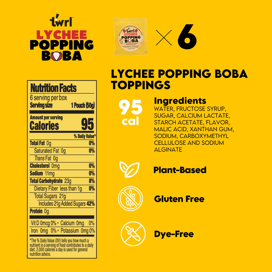 Lychee Popping Boba 3-Pack with Straws