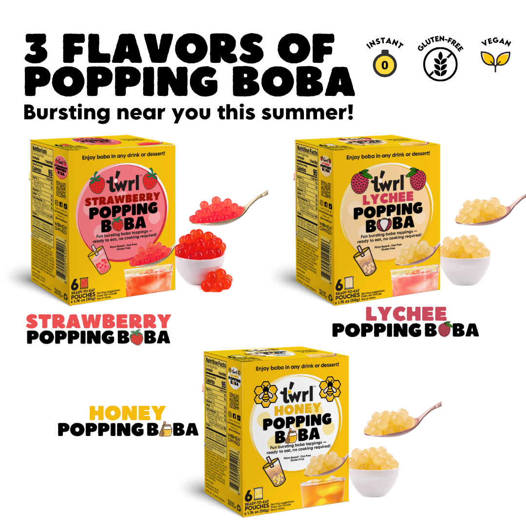 Lychee Popping Boba 3-Pack with Straws