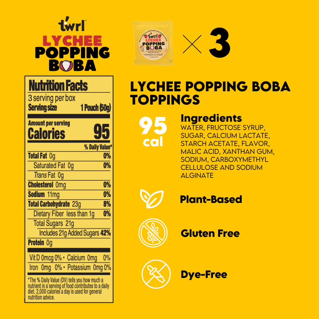 Lychee Popping Boba 3-Pack with Straws