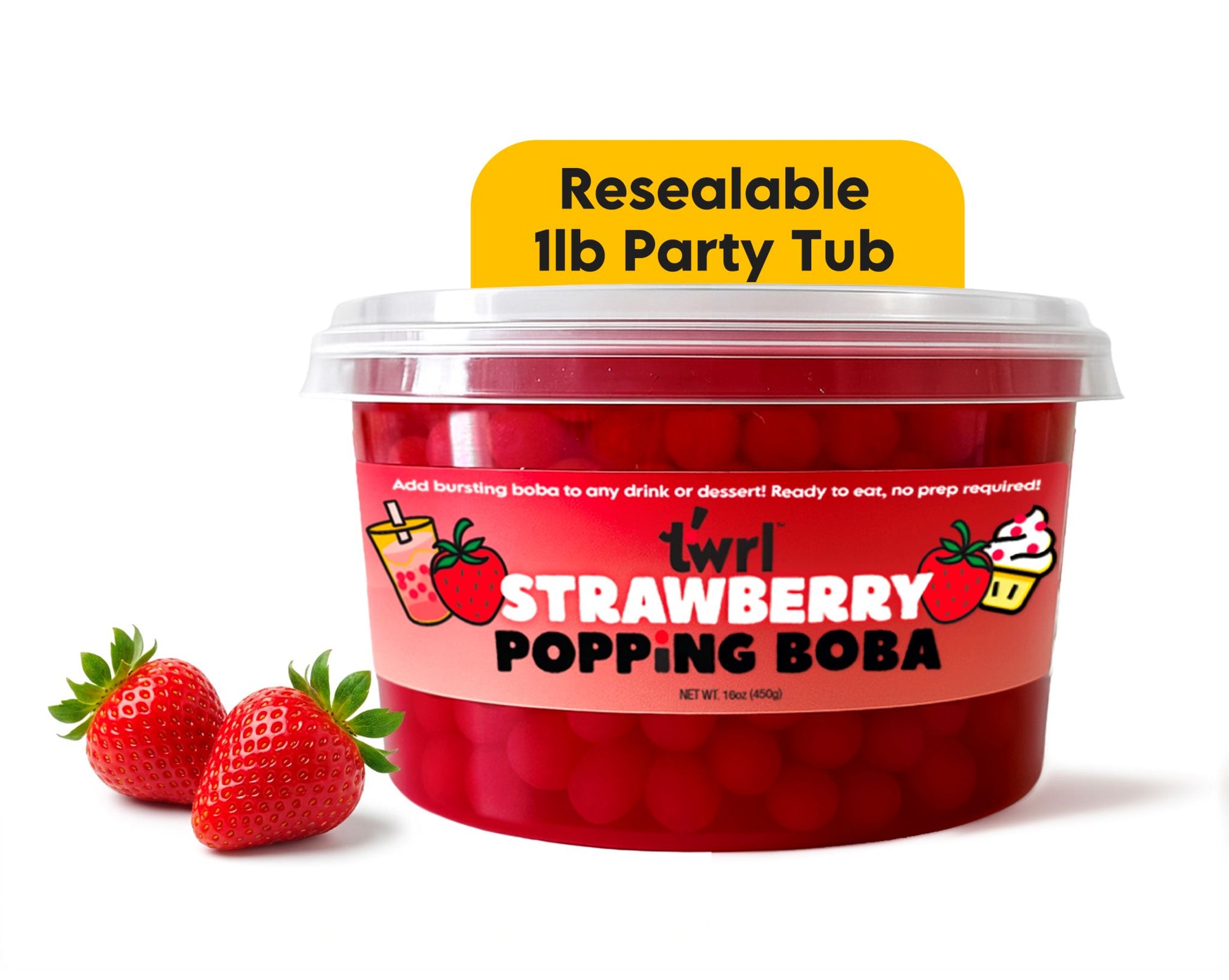 Strawberry Popping Boba 1lb Party Tub