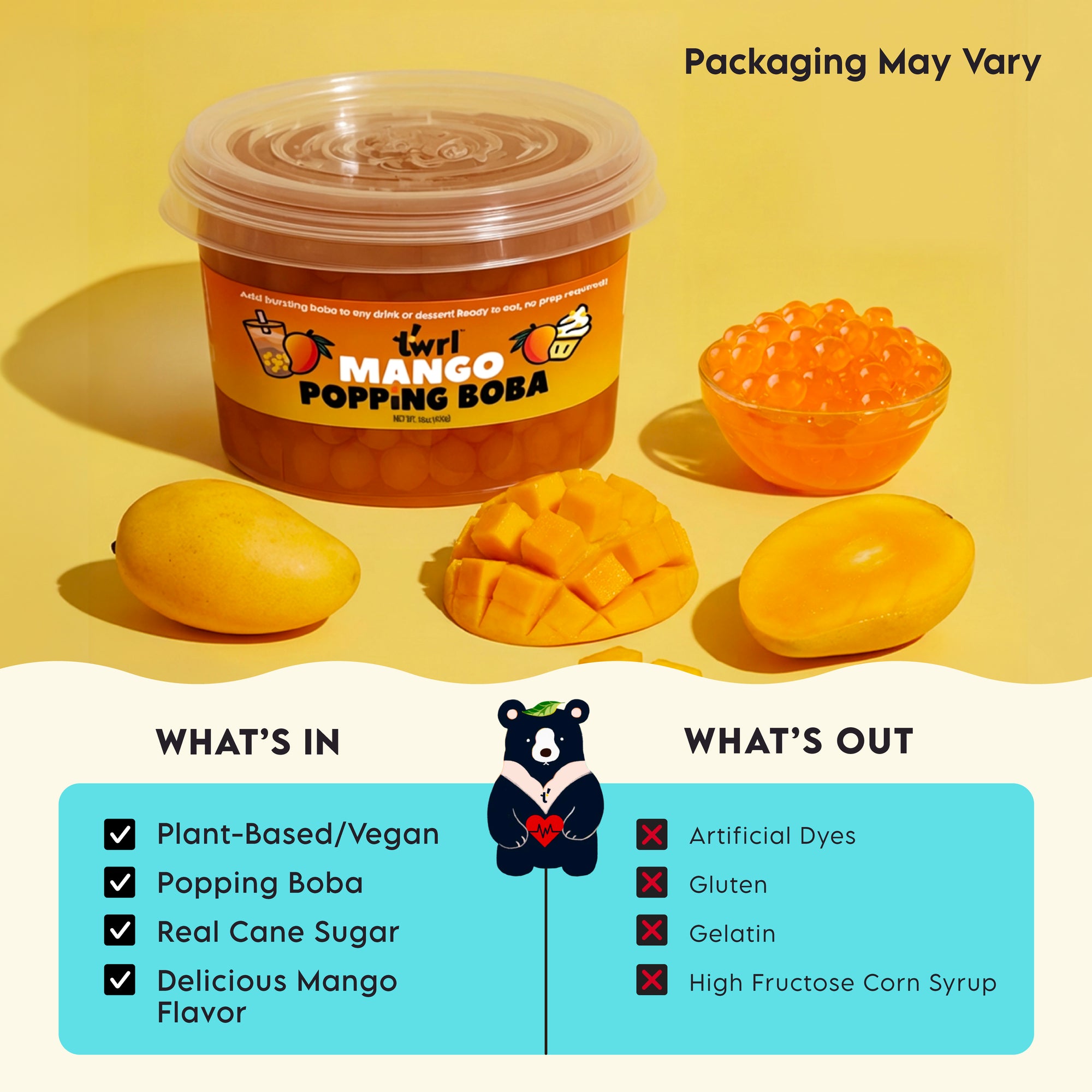 Mango Popping Boba 1lb Party Tub