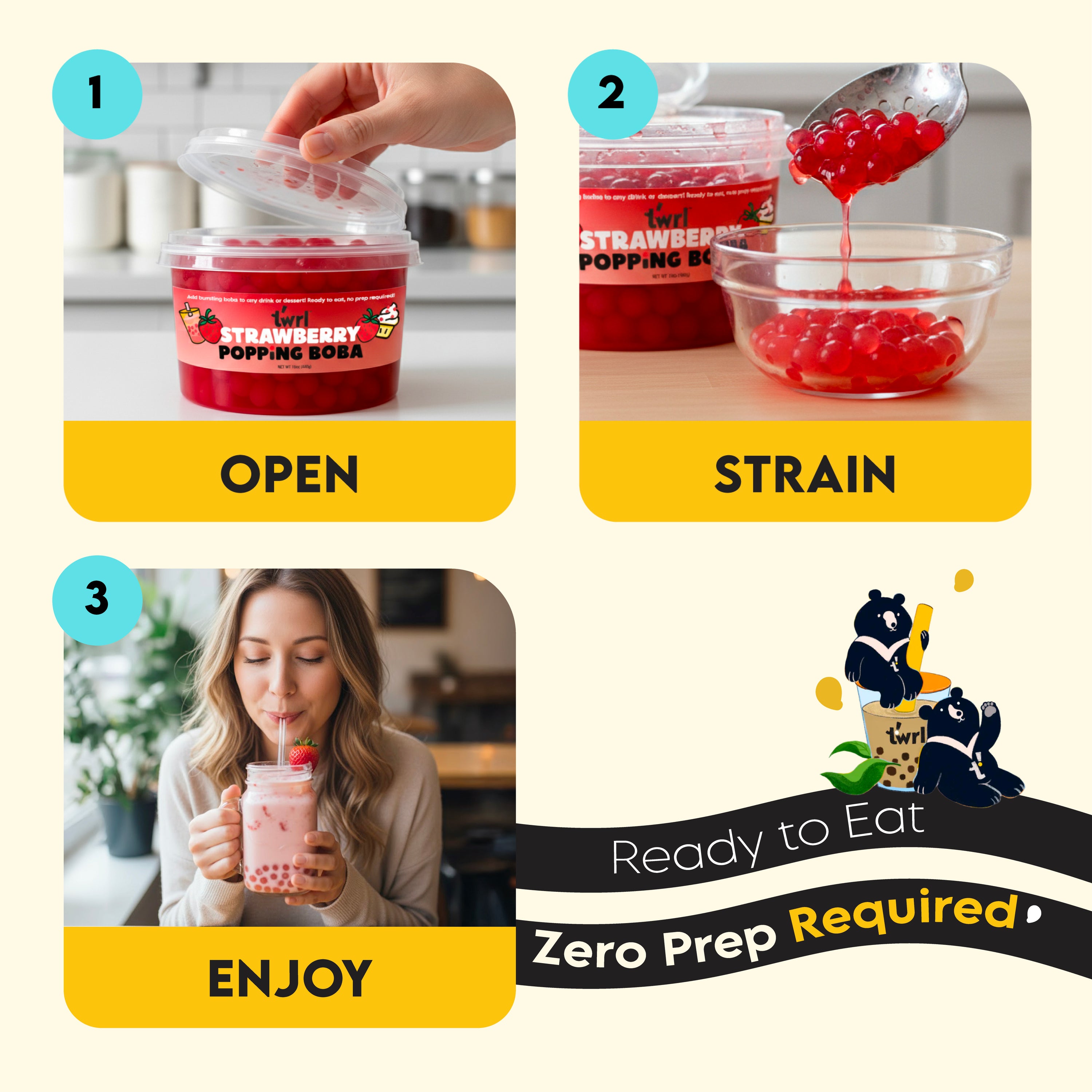 Strawberry Popping Boba 1lb Party Tub