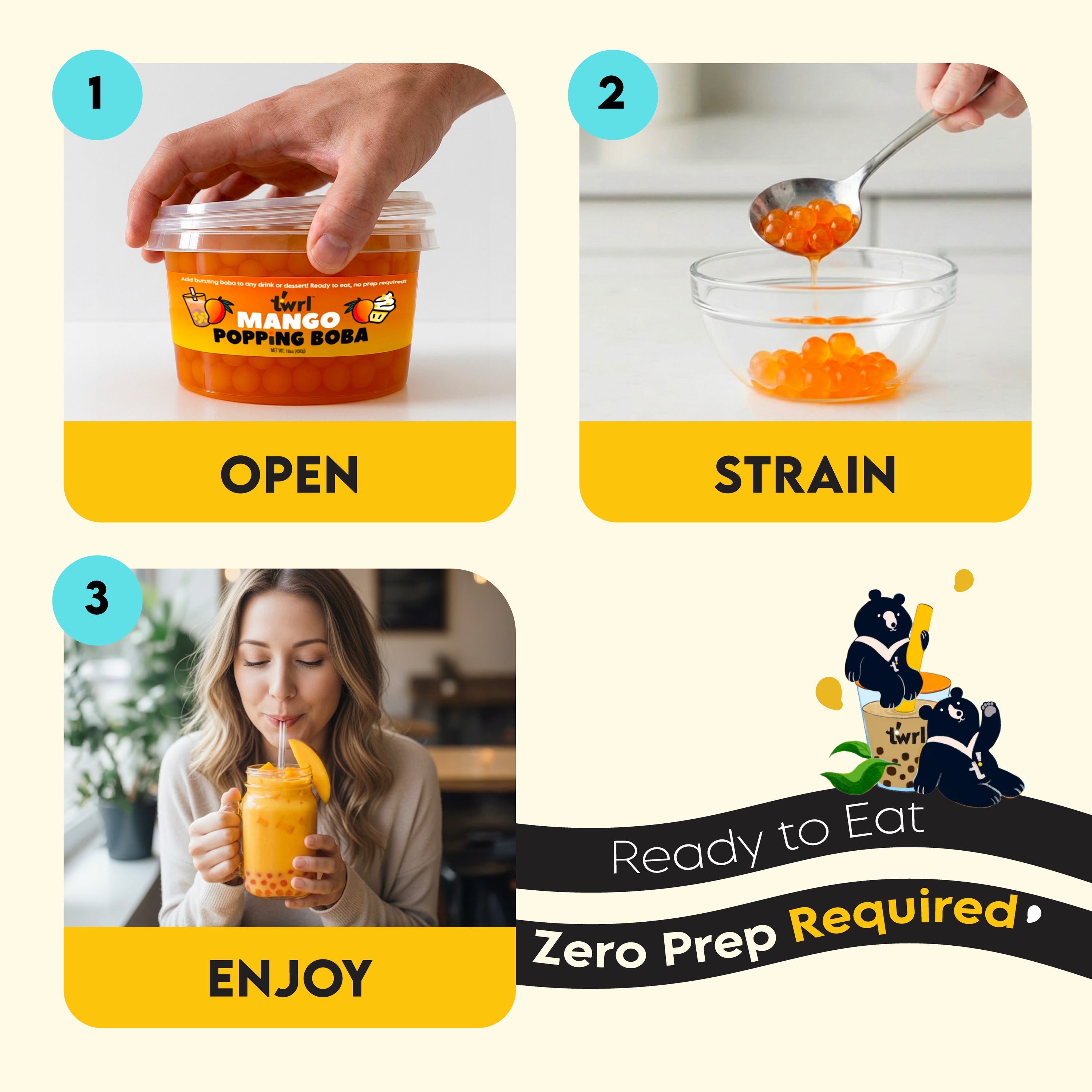 Mango Popping Boba 1lb Party Tub